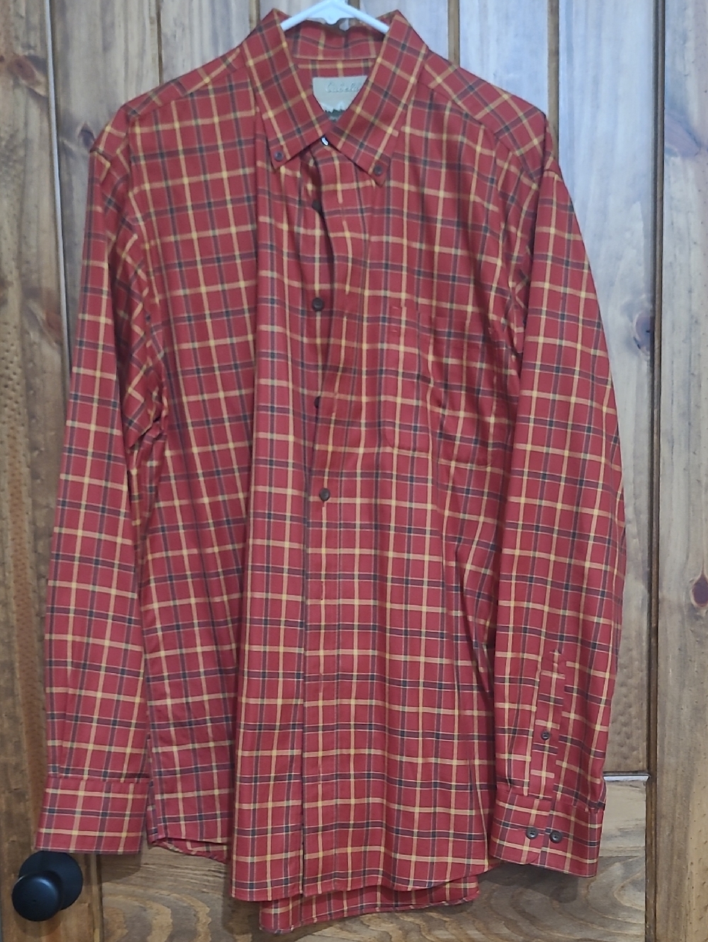 Cabela's Orange and Yellow Plaid Button-Down Shirt. Size L